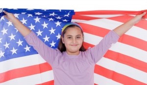 girl with flag