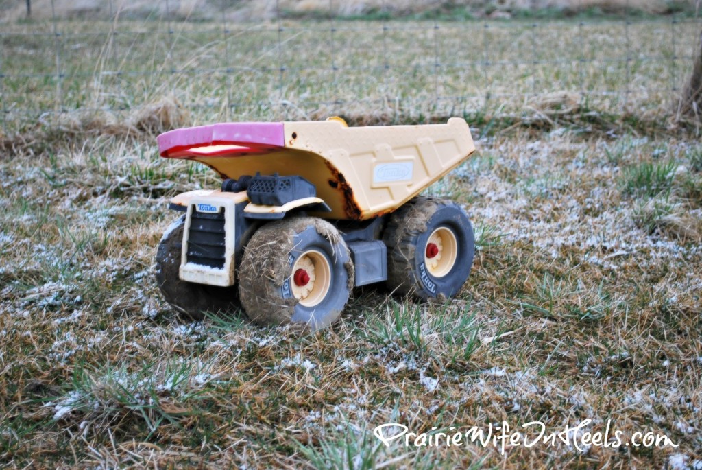 Muddy snowy truck