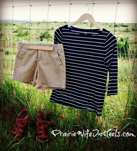 Tan Shorts and Nautical Top