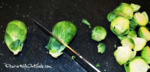 cutting brussels sprouts