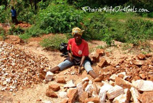 woman working in gravel pit