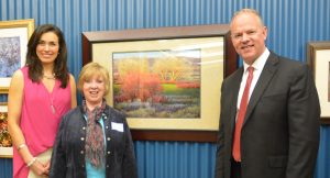 Karen with Governor Matt Mead receiving the Governor's Award and Capitol Choice Award, Wyoming Governor's Capitol Art Show