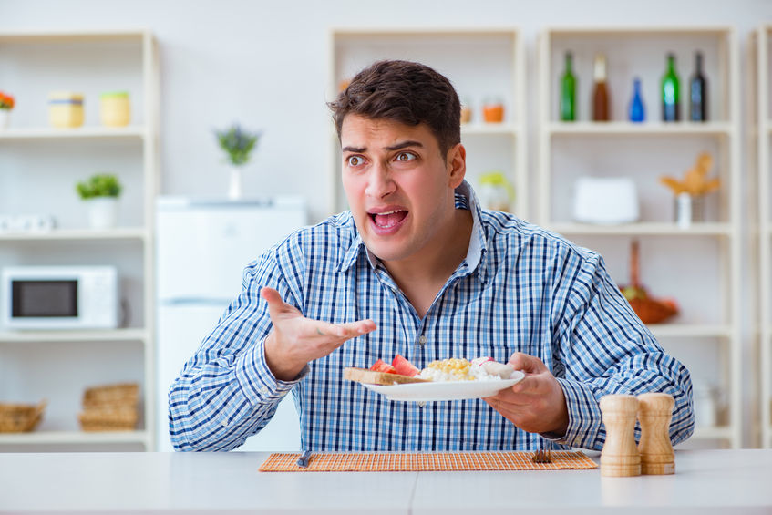 angry man eating