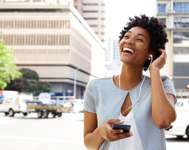 woman listening to books on audible