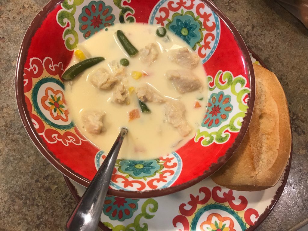 easy cheesy chicken pot pie soup