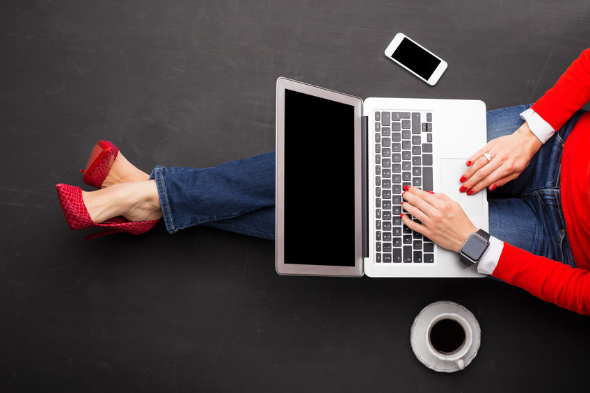 woman on computer